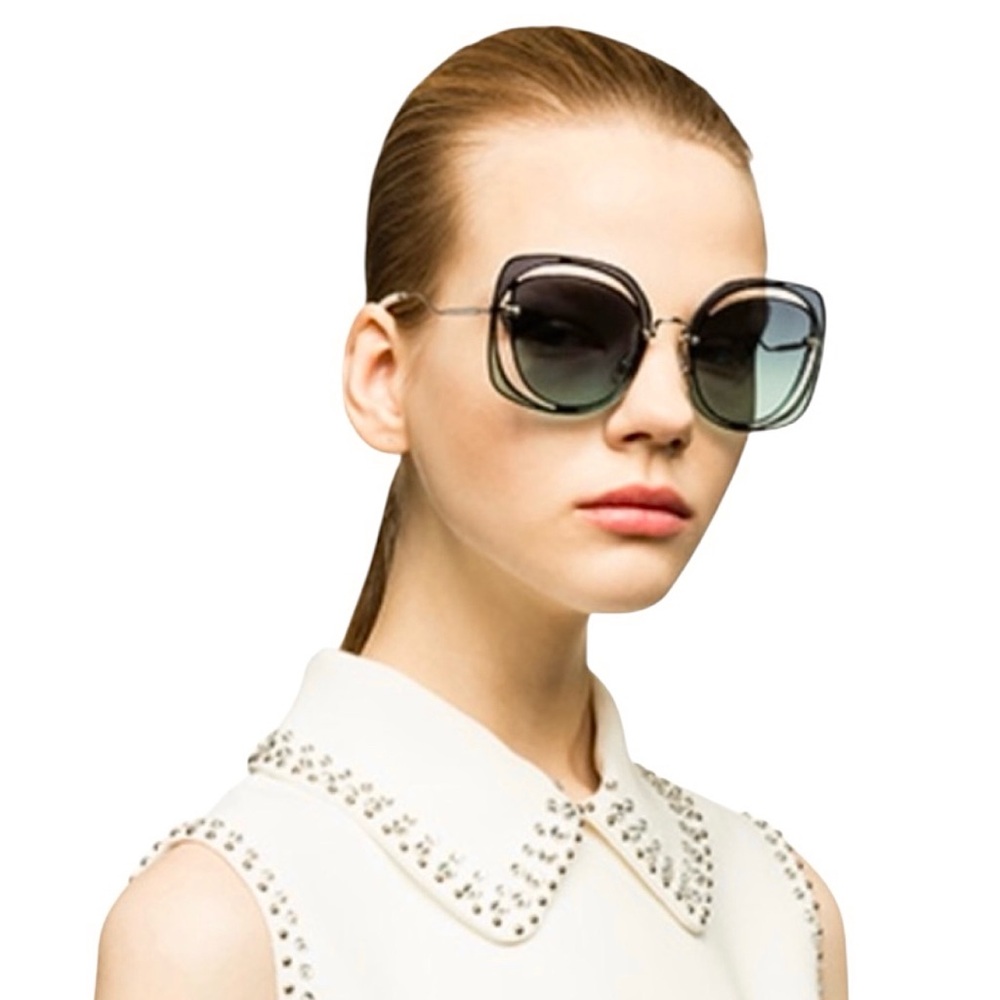 Miu Miu SMU54S Scenique Cut-Out Butterfly Square Black Sunglasses - Picture 3 of 15